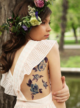 Učitajte sliku u preglednik galerije, Akvarel privremene tetovaže BLUE ROSES