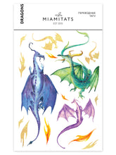 Učitajte sliku u preglednik galerije, Akvarel privremene tetovaže DRAGONS